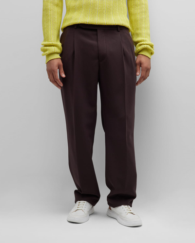 Shop Loro Piana Men's Jasper Wool Double-pleat Trousers In Q04k Sugar Plum