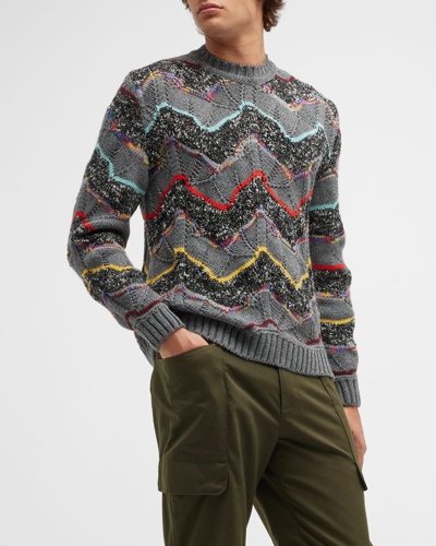Shop Missoni Men's Jagged Chevron Sweater In Multicolor With G