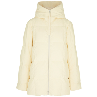 Shop Jil Sander Cream Quilted Hooded Shell Coat In Natural
