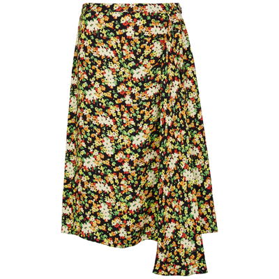 Shop Marni Floral-print Crepe Midi Skirt In Multicoloured