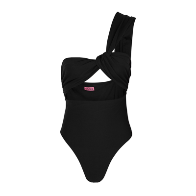 Shop Gauge81 Digos Black One-shoulder Swimsuit