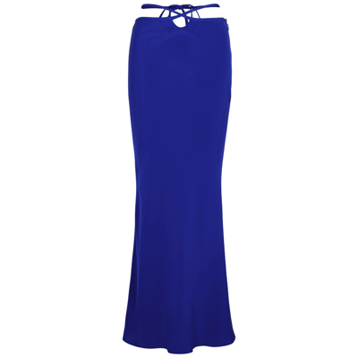 Shop Christopher Esber Blue Wraparound Silk-satin Skirt