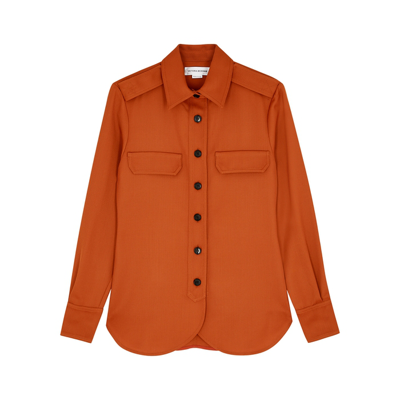 Shop Victoria Beckham Rust Twill Shirt In Orange