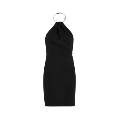 Shop Solace London Kami Black Embellished Halterneck Mini Dress
