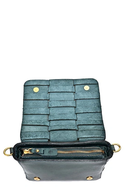 Shop Old Trend Lupi Woven Leather Crossbody Bag In Teal