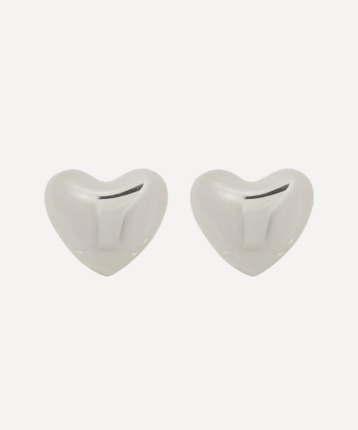 Annika Inez Sterling Silver Voluptuous Heart Stud Earrings In Silver