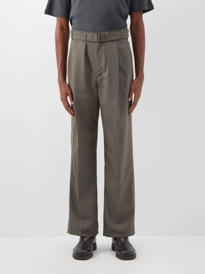 Lemaire Belted Two-pleat Trousers In Grey | ModeSens