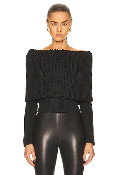 Shop Alaïa Detroit Off The Shoulder Sweater In Noir