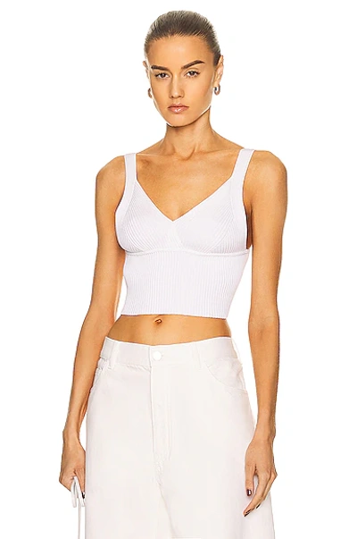 Alaïa Ribbed Crop Top In Blanc