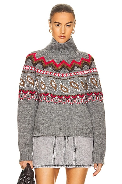 Shop Alanui Arctic Ocean Turtleneck Sweater In Grey Multi