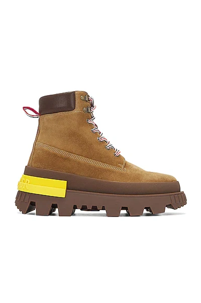 Moncler Men's Mon Corp Leather Ankle Boots In Light Brown