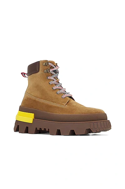 Moncler Men's Mon Corp Leather Ankle Boots In Light Brown