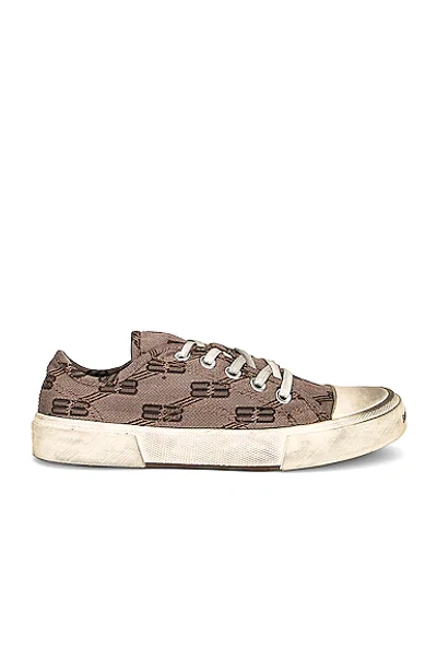 Shop Balenciaga Paris Low Top Sneakers In Mink Grey & Beige