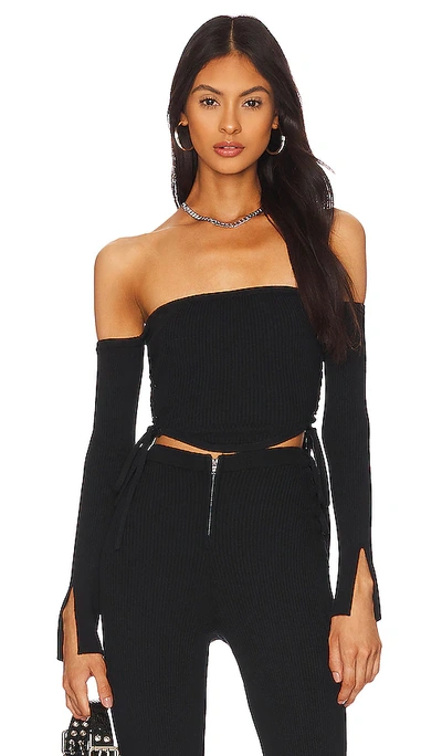 Shop H:ours Lydia Longsleeve Knit Corset In Black
