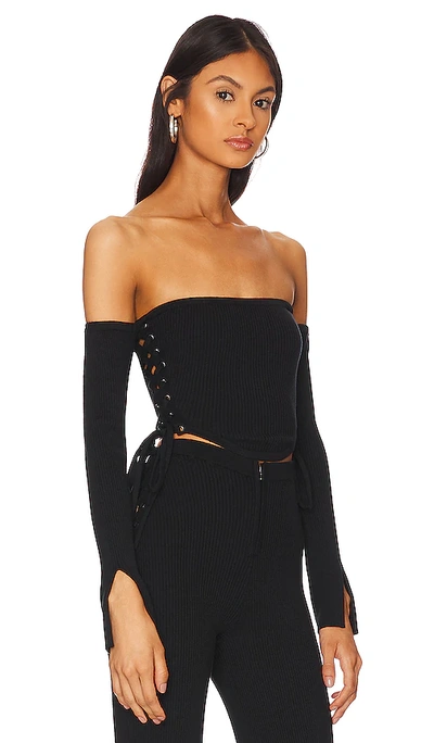 Shop H:ours Lydia Longsleeve Knit Corset In Black
