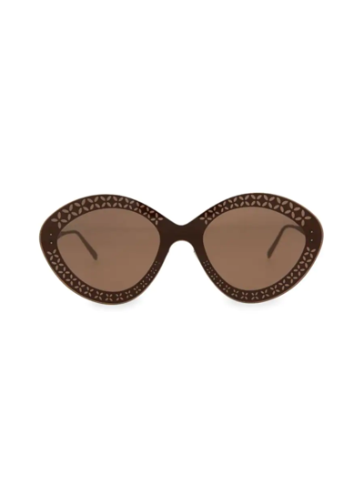 Shop Alaïa Women's 99mm Reverse Cat Eye Shield Sunglasses In Ruthenium