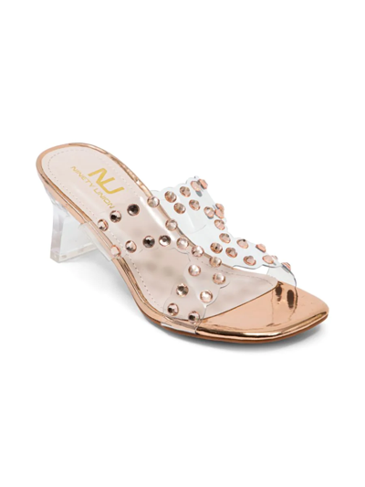 Shop Ninety Union Women's Mika Studded Transparent Sandals In Champagne