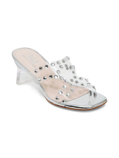 Shop Ninety Union Women's Mika Studded Transparent Sandals In Silver