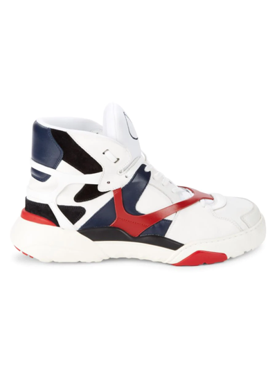 Shop Valentino Men's Colorblock High Top Sneakers In White Red Multi