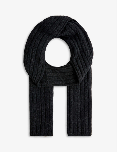 Shop Joseph Women's Dark Grey Large Cable-knit Scarf
