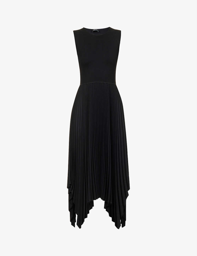 Shop Joseph Women's Black Dera Pleated Stretch-woven Midi Dress