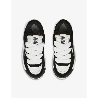 Shop Naked Wolfe Womens Blk/white Snatch Platform Low-top Suede And Leather Trainers