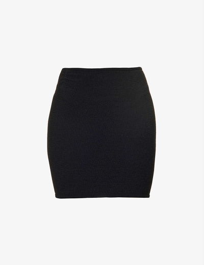 Shop Hunza G High-waist Stretch-woven Mini Skirt In Black