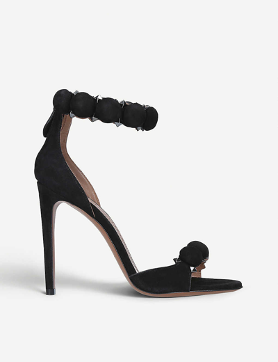 Shop Alaïa Azzedine Alaia Women's Black 110 Spike-embellished Suede Sandals