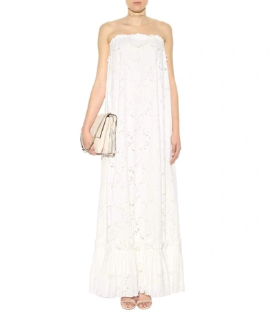 Shop Lanvin Floor-length Lace Dress In White