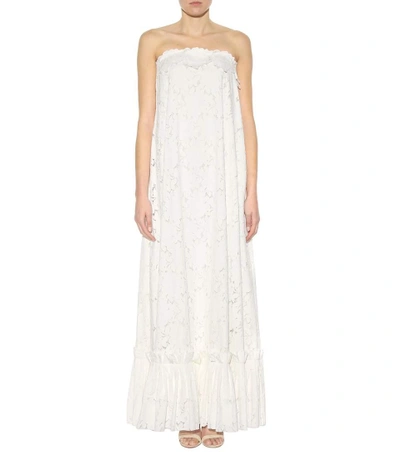 Shop Lanvin Floor-length Lace Dress In White
