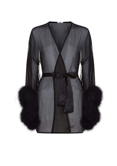 Shop Gilda & Pearl Diana Silk And Marabou Feather Robe