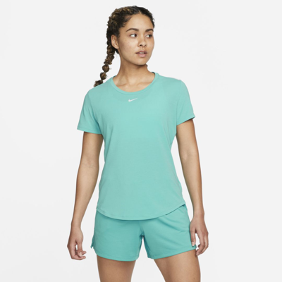 Shop Nike Women's Dri-fit Uv One Luxe Standard Fit Short-sleeve Top In Green
