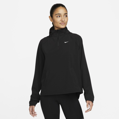 Shop Nike Women's  Pro Dri-fit 1/4-zip Packable Training Cover-up In Black