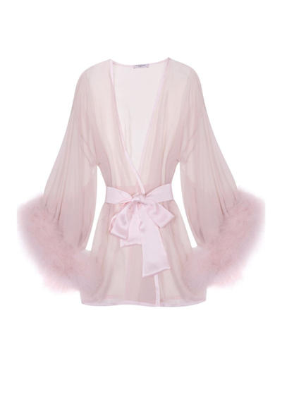 Shop Gilda & Pearl Diana Silk And Marabou Feather Robe