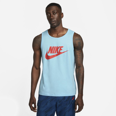 Shop Nike Sportswear Men's Tank In Blue Chill,light Crimson