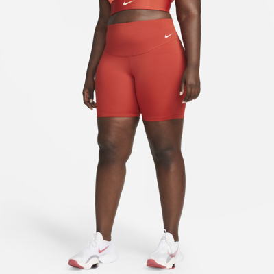 Shop Nike Women's One Mid-rise 7" Bike Shorts (plus Size) In Red