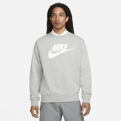 Shop Nike Men's  Sportswear Club Fleece Graphic Crew In Grey