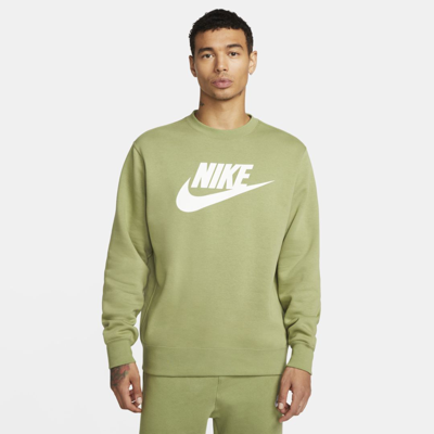 Shop Nike Men's  Sportswear Club Fleece Graphic Crew In Green