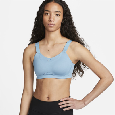 Shop Nike Women's Alpha High-support Padded Adjustable Sports Bra In Blue