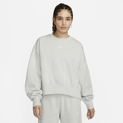 Shop Nike Sportswear Phoenix Fleece Women's Over-oversized Crewneck Sweatshirt In Light Silver,sail