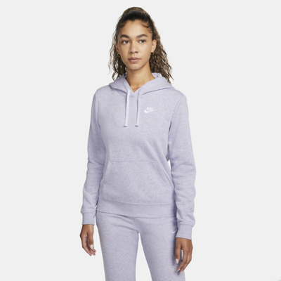 Shop Nike Sportswear Club Fleece Women's Pullover Hoodie In Light Thistle,heather,white