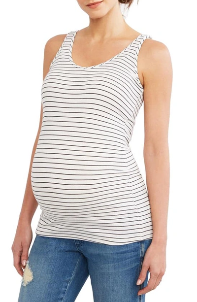 Shop A Pea In The Pod Ribbed Maternity Tank Top In Black White Stripe