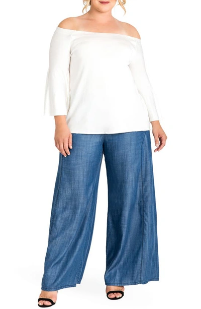 Shop Standards & Practices Perry Tencel® Denim Palazzo Pants In Almost Rinsed