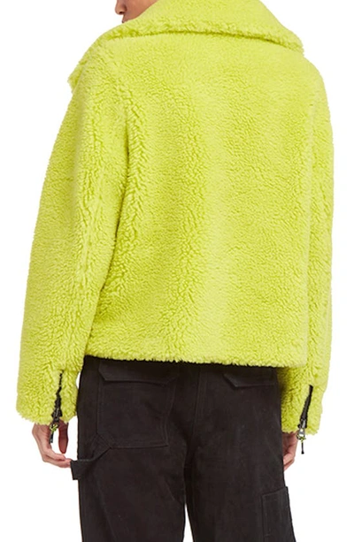 Shop Apparis Tamika Faux Shearling Coat In Lime Punch