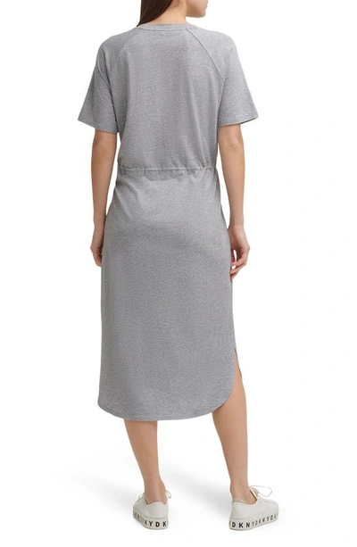 Shop Dkny Drawstring Waist Jersey Shirtdress In Avenue Grey