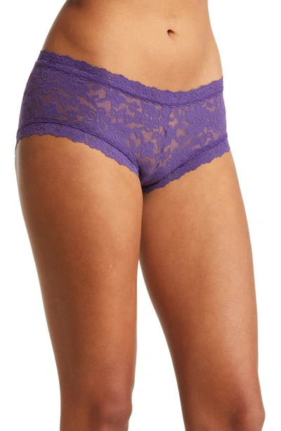 Shop Hanky Panky Daily Lace Boyshorts In Cassis Purple
