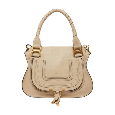 Shop Chloé Marcie Double Carry Bag In Root Beige