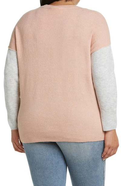Vince Camuto Extended Shoulder Colorblock Sweater In Misty Pink