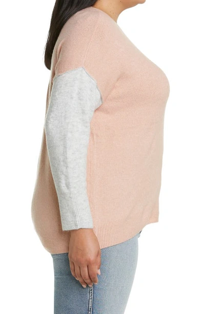 Vince Camuto Extended Shoulder Colorblock Sweater In Misty Pink