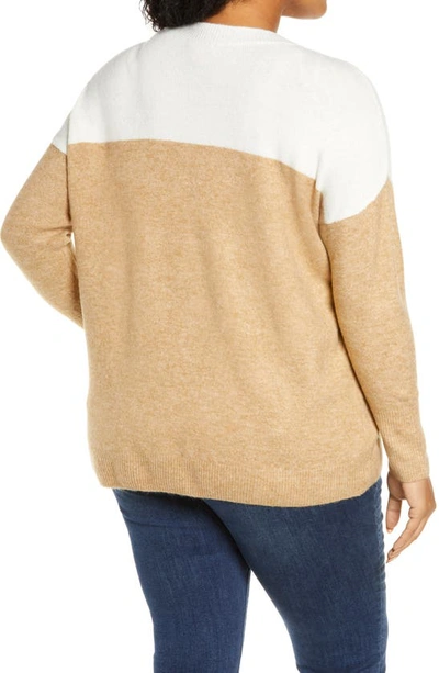 Shop Vince Camuto Colorblock Sweater In Antique White